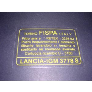 Adesivo FISPA per scatola filtro aria Lancia Fulvia