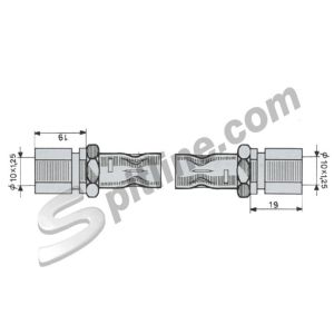 Tubo flessibile (lungh. mm 200) correttore di frenata Fiat 124 TT. 1^serie (→'75) - posteriore Fiat 238 (circuito semplice)