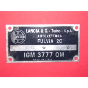 Targhetta identificativa dati per vano motore Lancia Fulvia 2C (IGM 3777 OM)